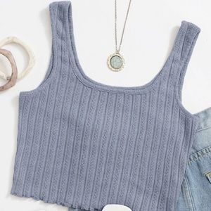 Blue Ribbed Crop Top